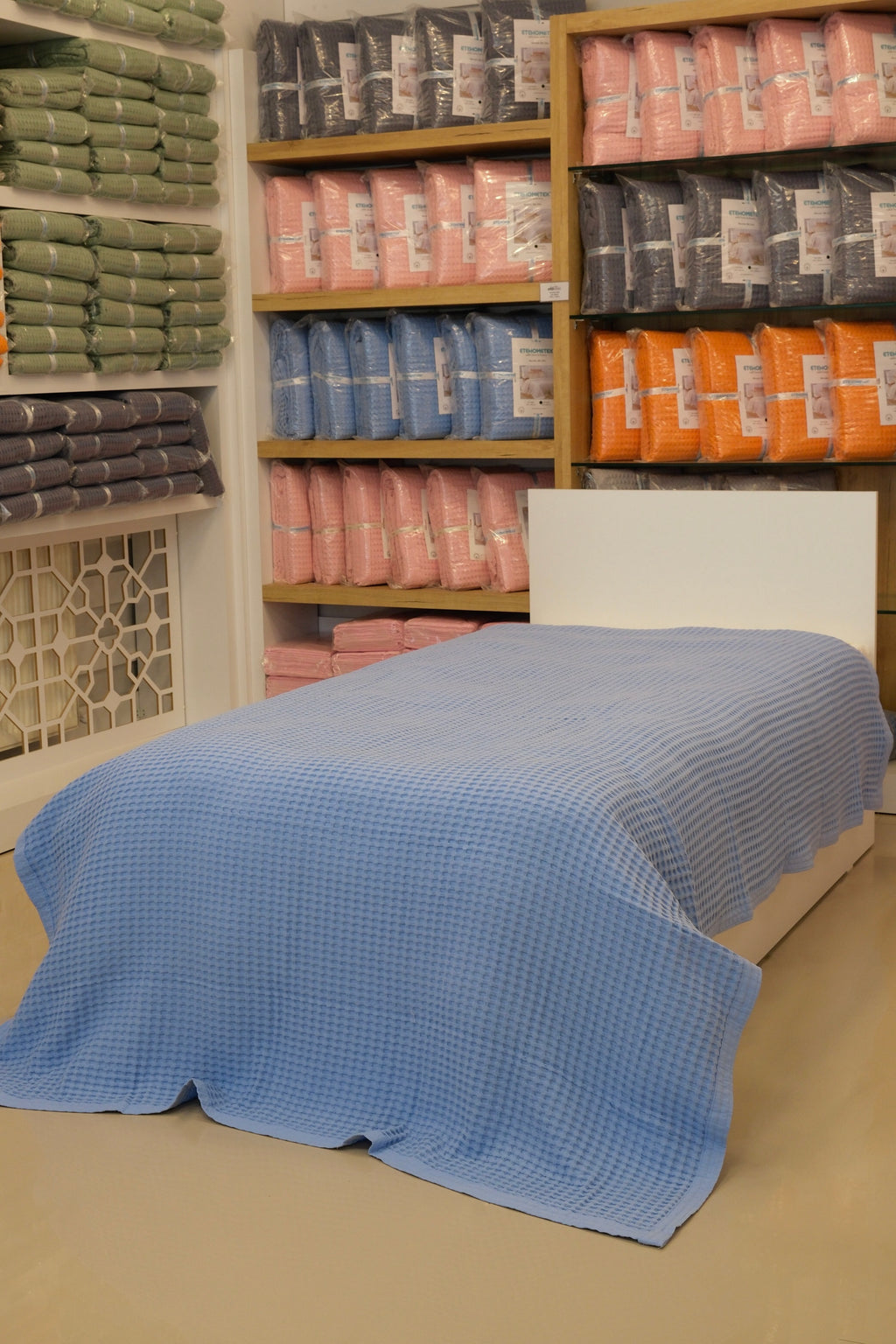 ETEHOMETEX HAVUZLU PİKE TEK KİŞİLİK 160X240CM MAVİ 8696474232081