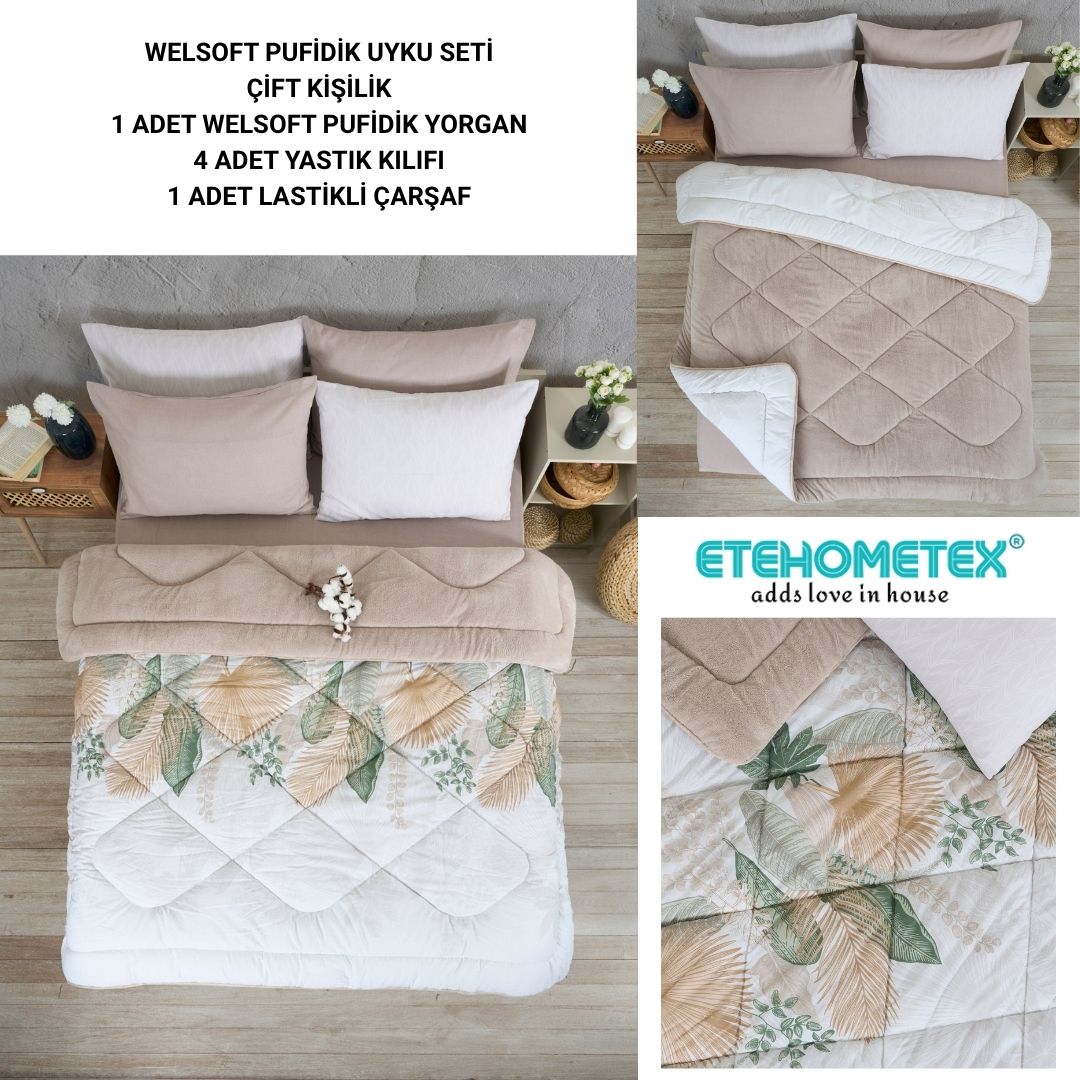ETE HOMETEX ÇİFT KİŞİLİK WELSOFT UYKU SETİ ALENA BEJ 8696474231974