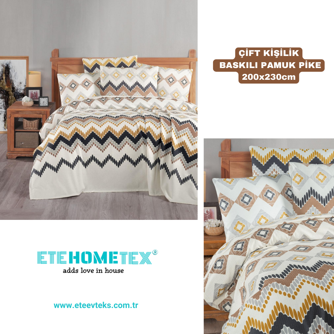 ETEHOMETEX ÇİFT KİŞİLİK BASKILI PAMUK PİKE COZA 8696474231840