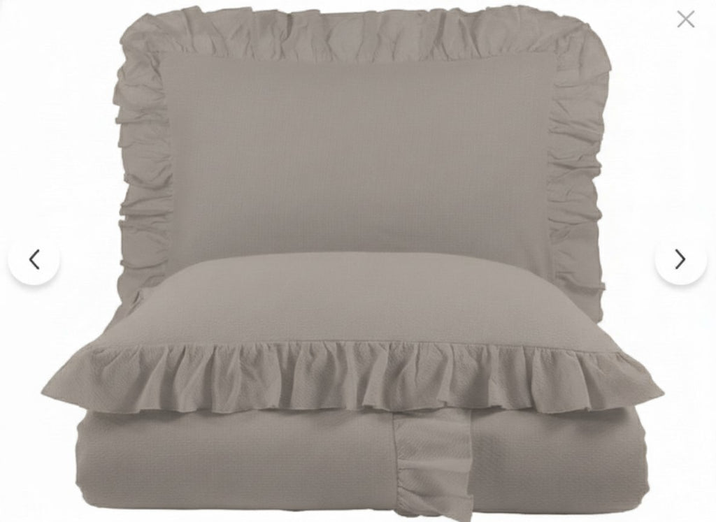 ETEHOMETEX %100 Doğal Pamuk Tek Kişilik Fırfırlı Nevresim Seti 160x220 cm TAŞ 8696474232067
