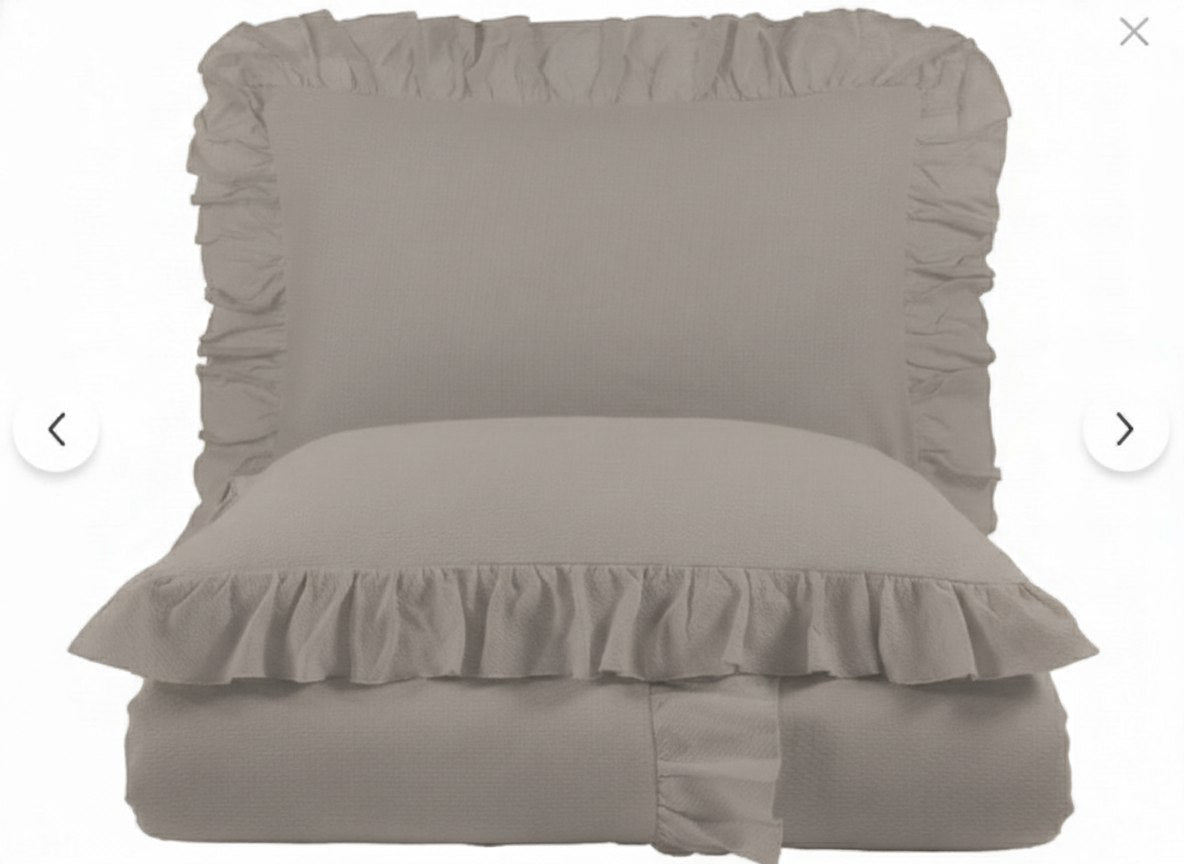 ETEHOMETEX %100 Doğal Pamuk Tek Kişilik Fırfırlı Nevresim Seti 160x220 cm TAŞ 8696474232067