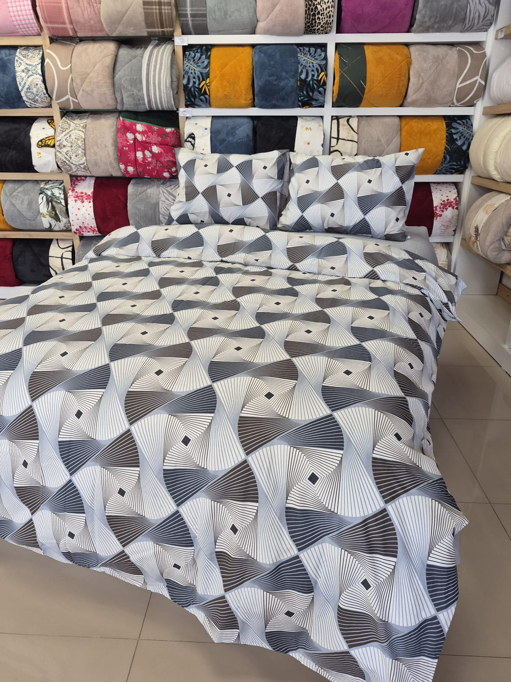 ETEHOMETEX %100 Pamuk Nevresim Takımı ÇİFT KİŞİLİK GEOMETRİK MAVİ 8696474232113
