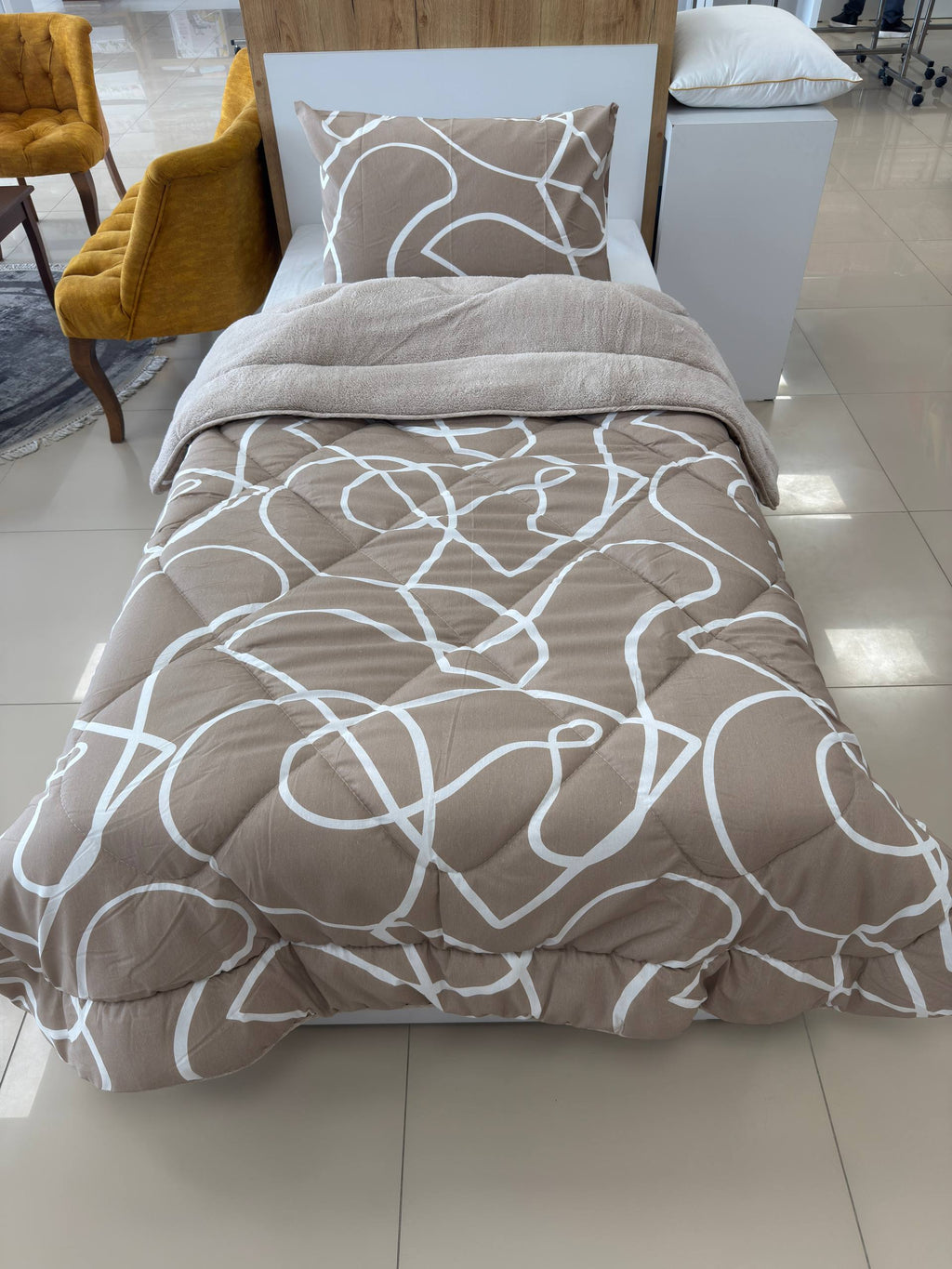 ETE HOMETEX TEK KİŞİLİK LÜX WELSOFT YORGAN SETİ MİX BEJ 8696474232093