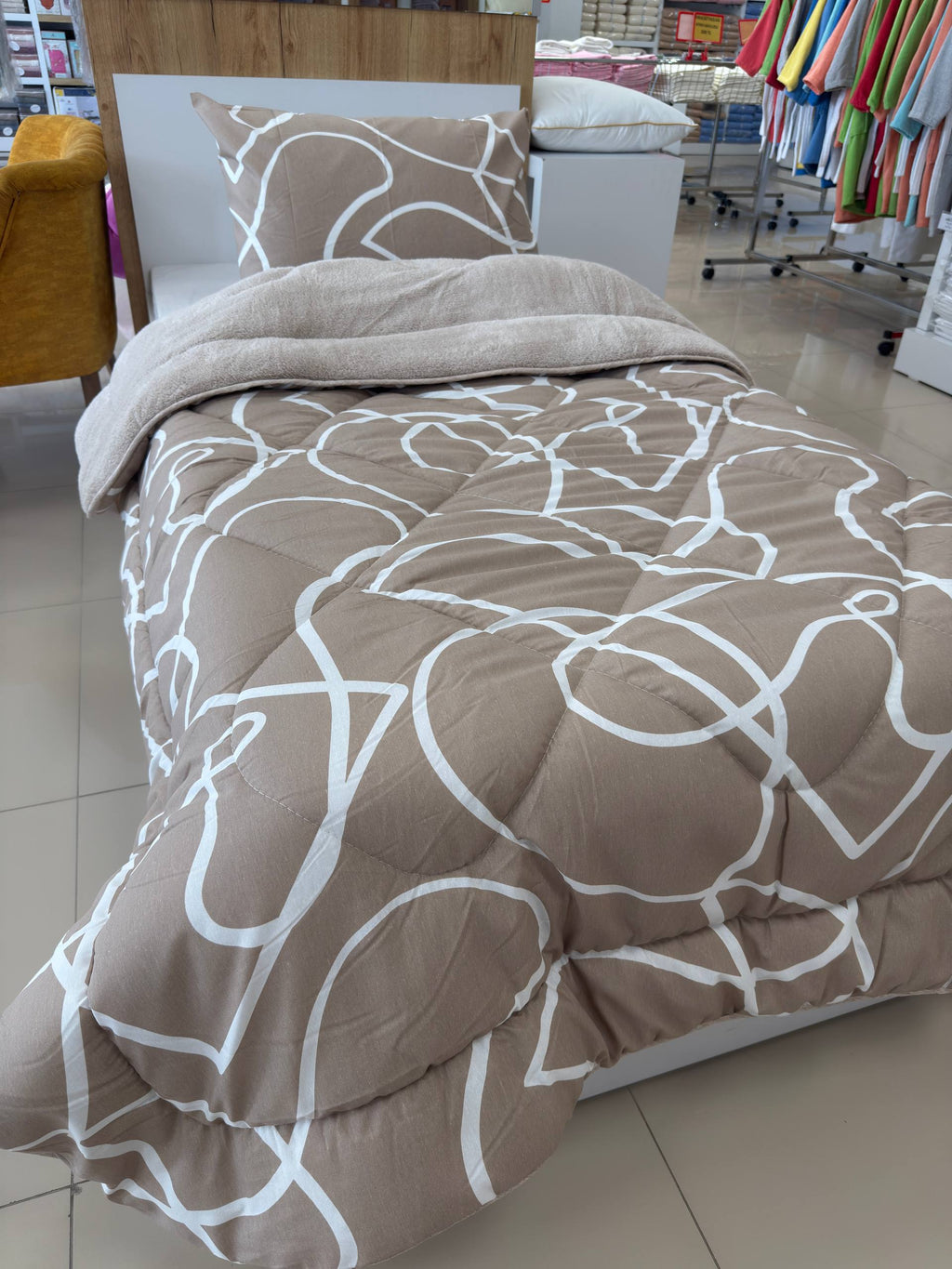 ETE HOMETEX TEK KİŞİLİK LÜX WELSOFT YORGAN SETİ MİX BEJ 8696474232093
