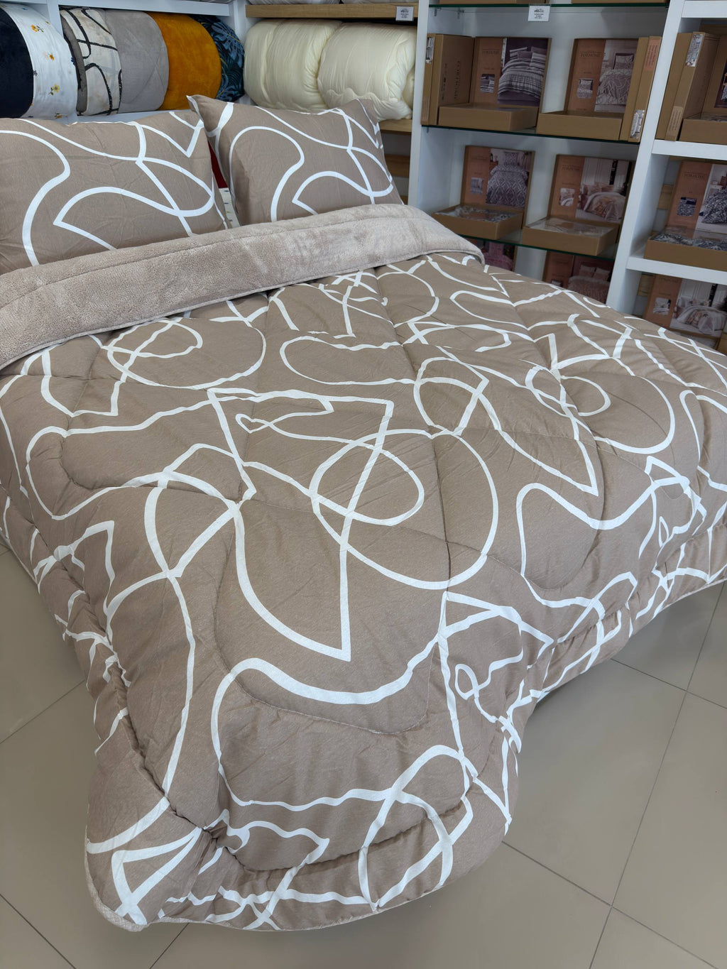 ETE HOMETEX ÇİFT KİŞİLİK LÜX WELSOFT YORGAN SETİ 195X215CM MİX BEJ 8696474232092