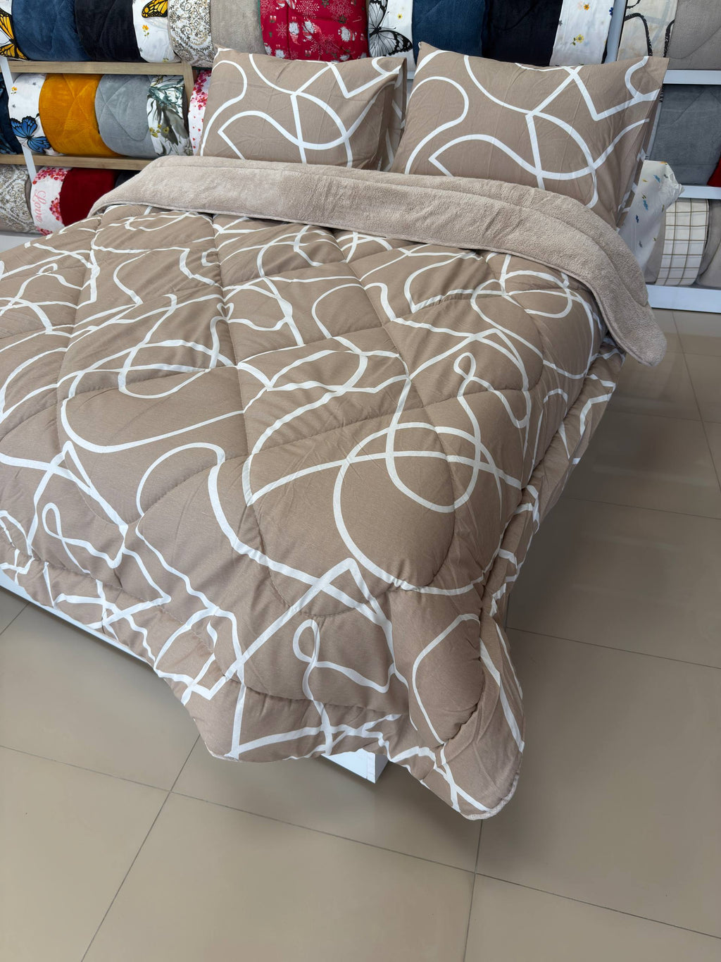 ETE HOMETEX ÇİFT KİŞİLİK LÜX WELSOFT YORGAN SETİ 195X215CM MİX BEJ 8696474232092