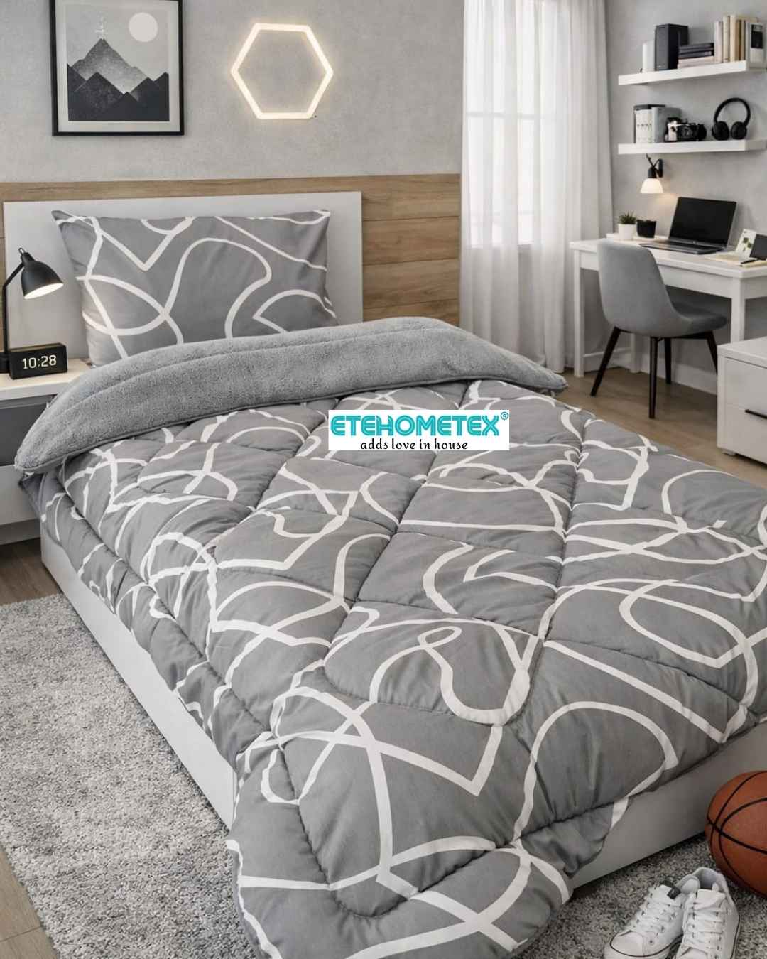 ETE HOMETEX TEK KİŞİLİK LÜX WELSOFT YORGAN SETİ MİX GRİ 8696474232070