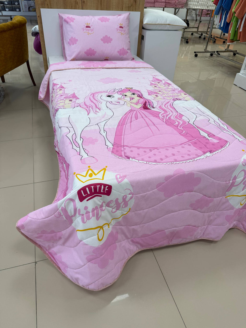 ETEHOMETEX Pamuklu Kapitoneli Yatak Örtüsü Seti TEK KİŞİLİK PRENSES PEMBE 8696474232102