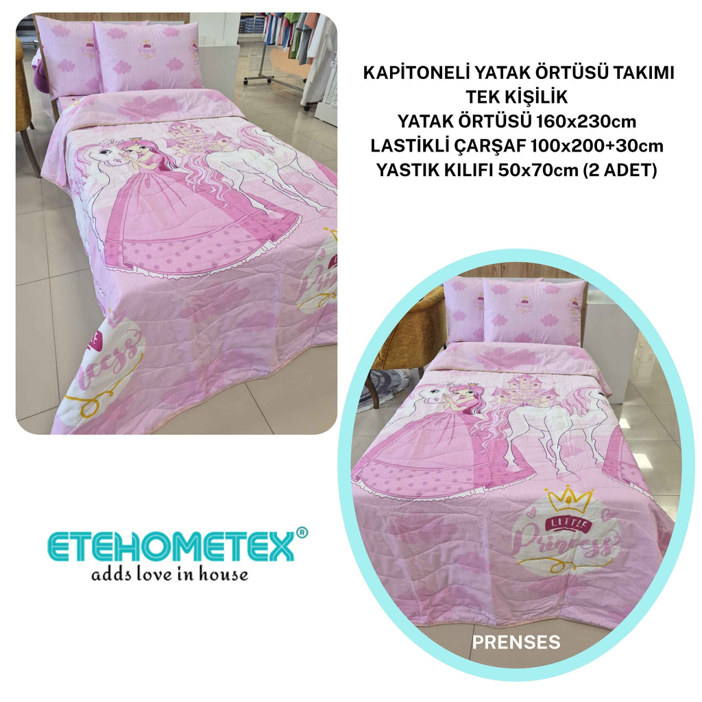 ETEHOMETEX Pamuklu Kapitoneli Yatak Örtüsü TAKIMI TEK KİŞİLİK PRENSES 8696474232129