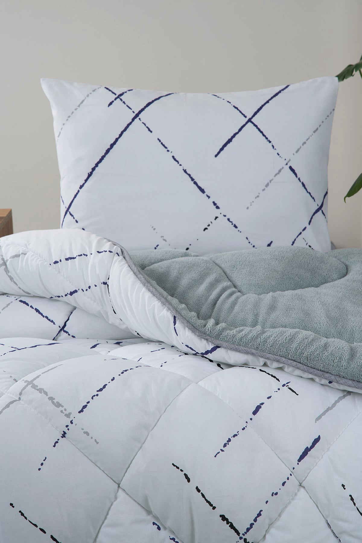 ETE HOMETEX TEK KİŞİLİK LÜX WELSOFT YORGAN SETİ YANSIMA GRİ155X215CM 8696474232010