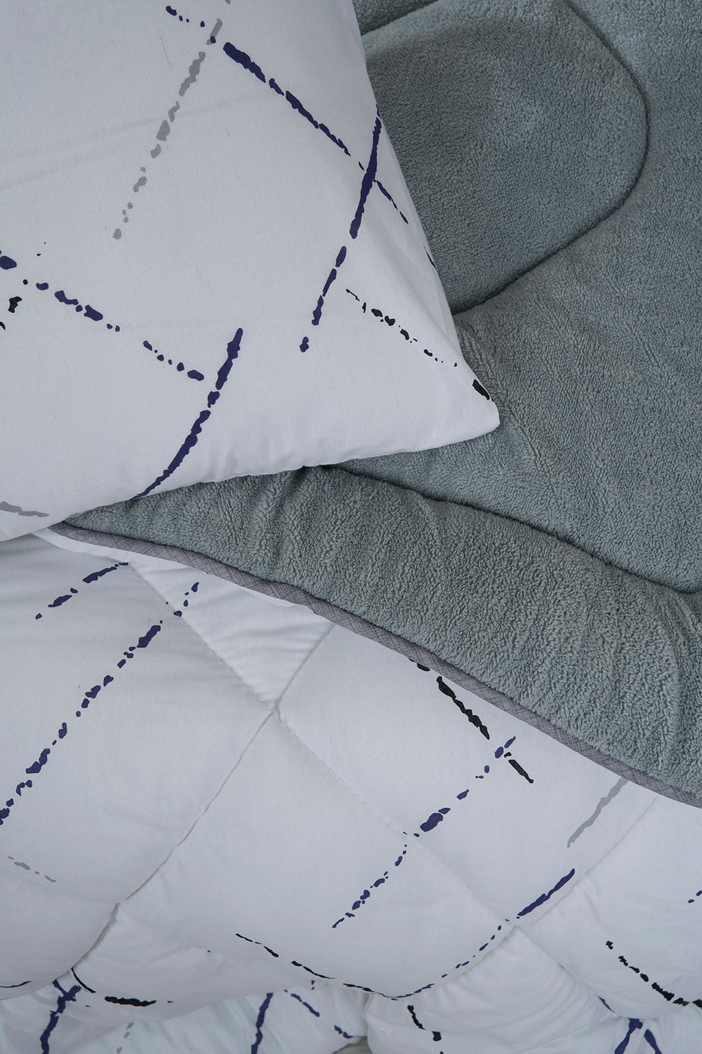 ETE HOMETEX TEK KİŞİLİK LÜX WELSOFT YORGAN SETİ YANSIMA GRİ155X215CM 8696474232010