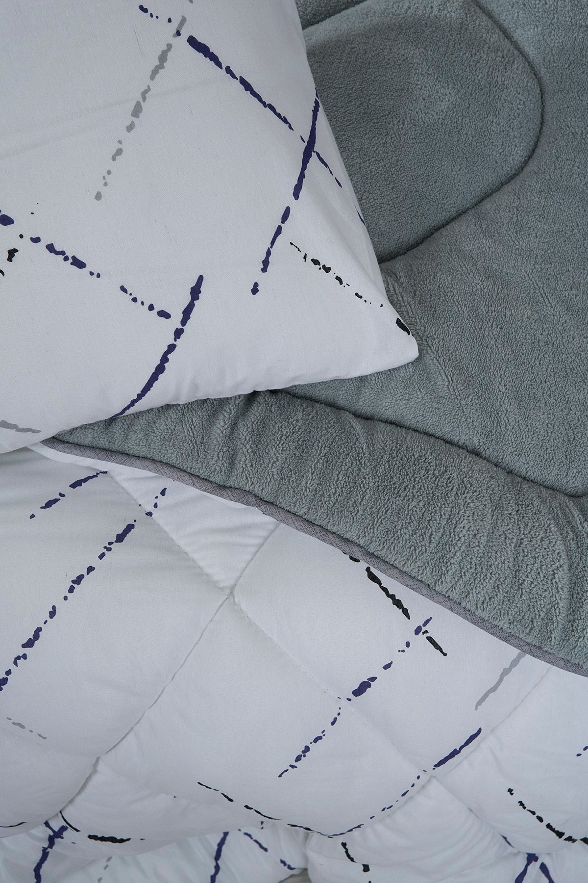 ETE HOMETEX TEK KİŞİLİK LÜX WELSOFT YORGAN SETİ YANSIMA GRİ155X215CM 8696474232010