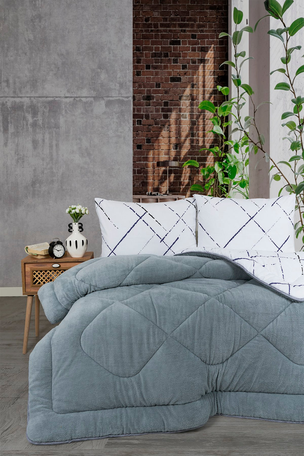ETE HOMETEX ÇİFT KİŞİLİK WELSOFT UYKU SETİ YANSIMA GRİ 8696474232027