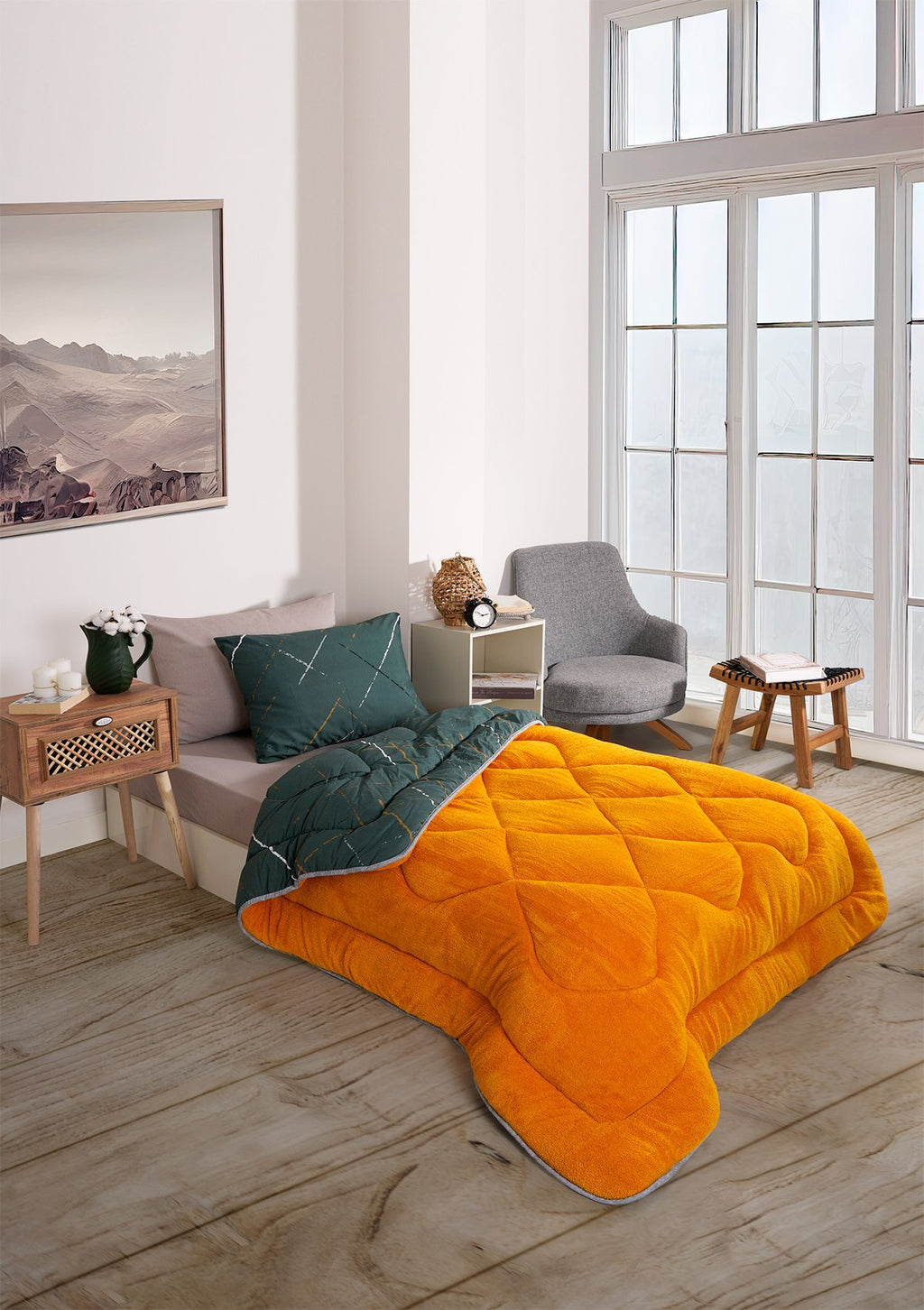 ETE HOMETEX TEK KİŞİLİK WELSOFT UYKU SETİ YANSIMA HARDAL 8696474232025
