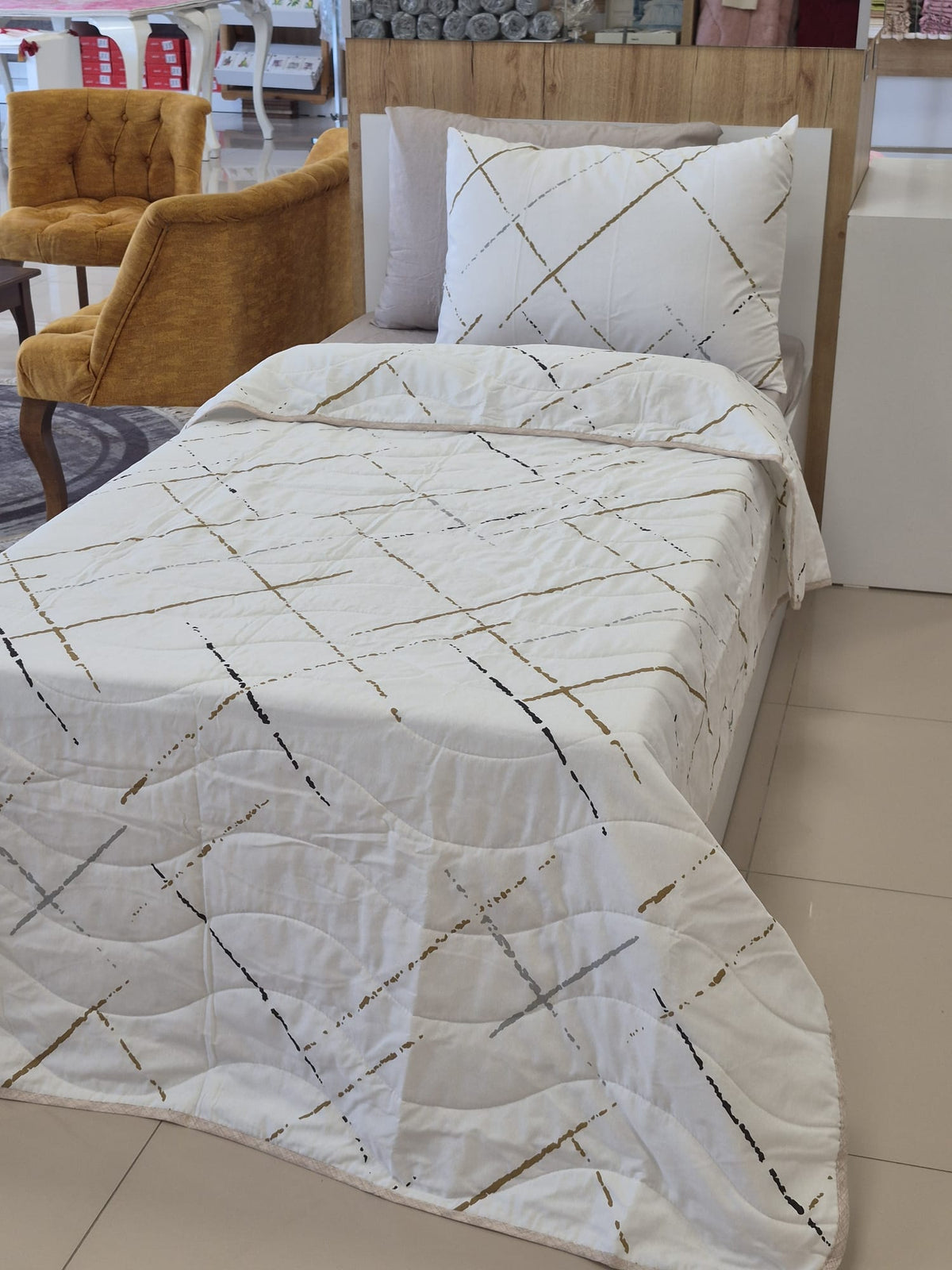 ETEHOMETEX Pamuklu Kapitoneli Yatak Örtüsü TAKIMI TEK KİŞİLİK YANSIMA 8696474232125