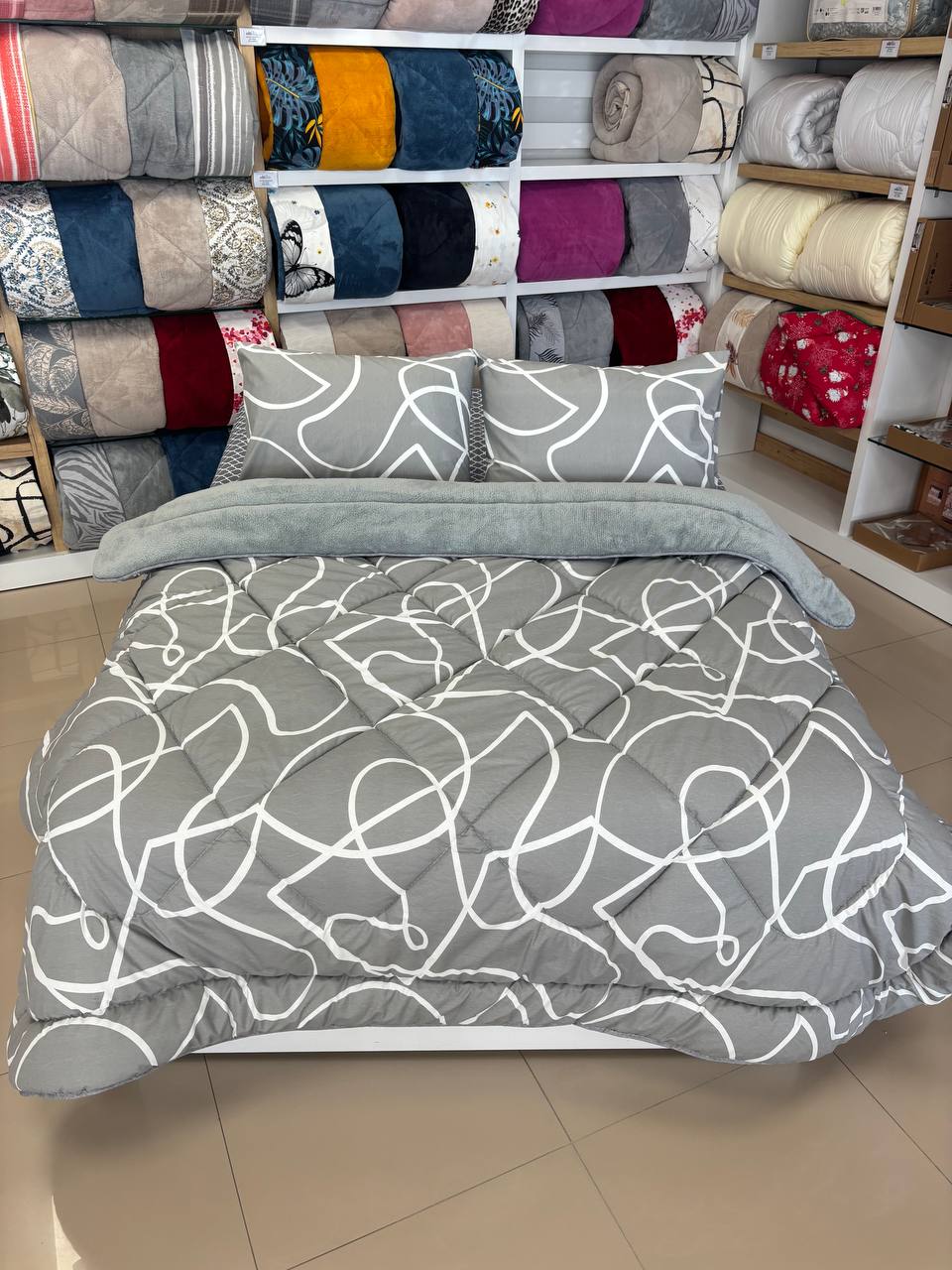 ETE HOMETEX ÇİFT KİŞİLİK LÜX WELSOFT YORGAN SETİ 195X215CM MİX GRİ 8696474232069