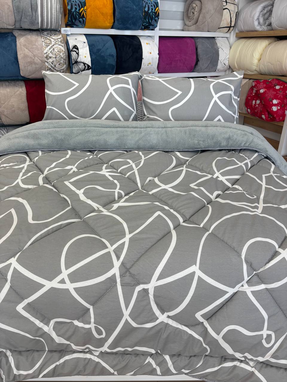 ETE HOMETEX ÇİFT KİŞİLİK LÜX WELSOFT YORGAN SETİ 195X215CM MİX GRİ 8696474232069