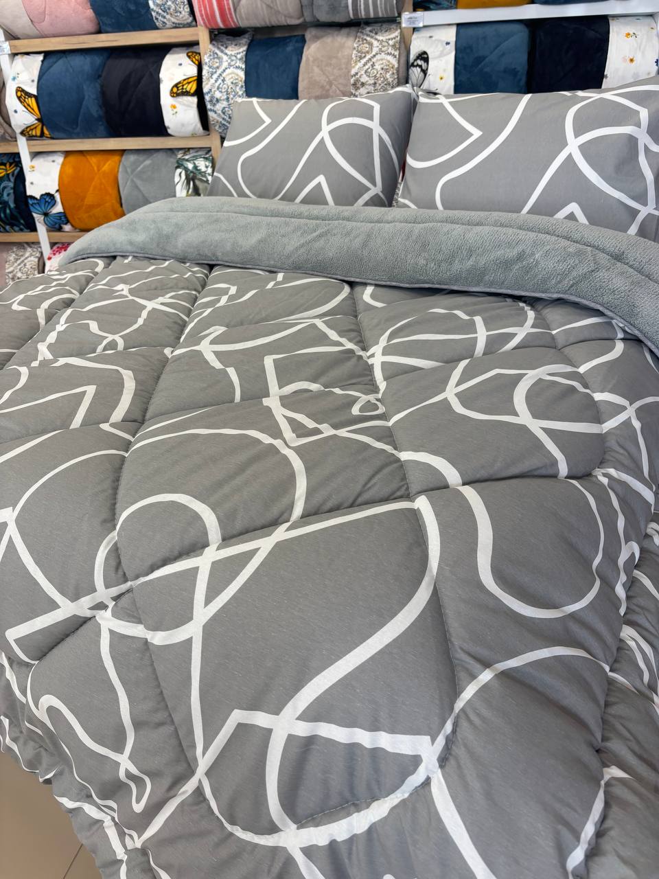ETE HOMETEX ÇİFT KİŞİLİK LÜX WELSOFT YORGAN SETİ 195X215CM MİX GRİ 8696474232069